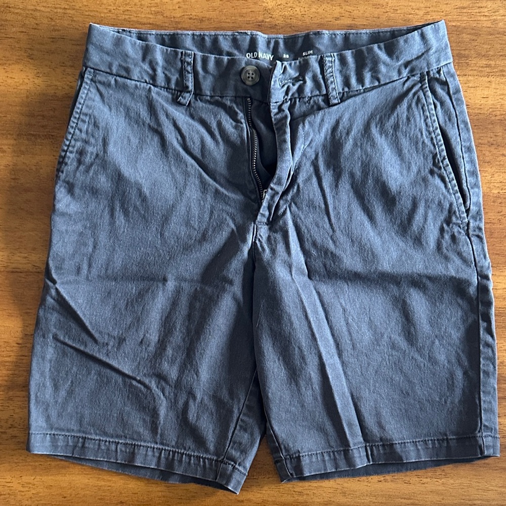 Old Navy Men's Slate Blue Flat-Front Chino Shorts